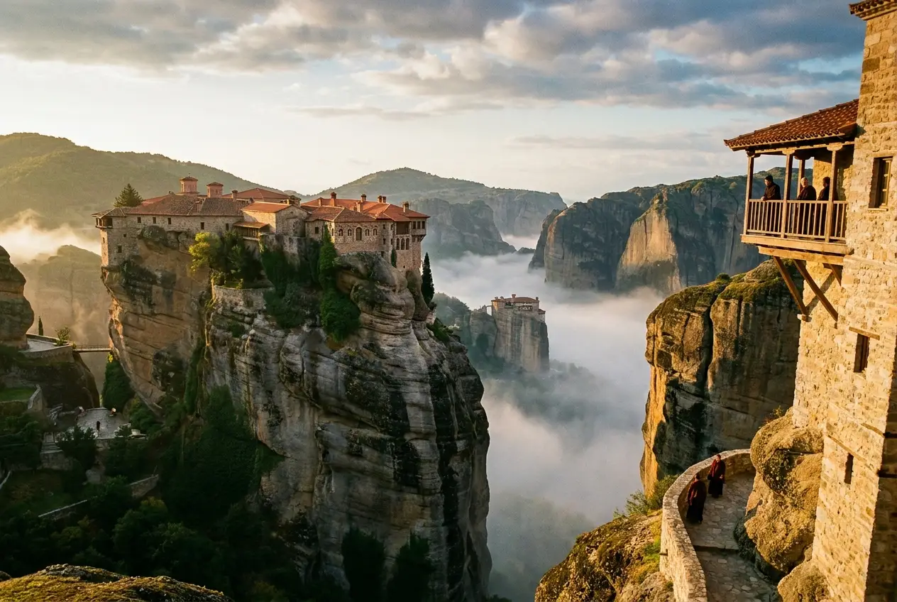 Meteora monasteries at sunrise